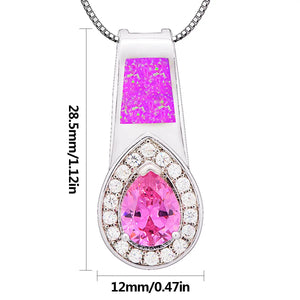 Heart Shape Fire Opal Pendant Necklace