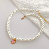Zodiac Coin Charm Pearl Beaded Necklace Choker Girl Jewelry Gift