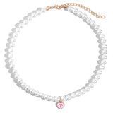 Zodiac Coin Charm Pearl Beaded Necklace Choker Girl Jewelry Gift