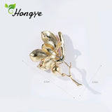 Pink Hibiscus Flower Female Brooch Pins with Rhinestone 24k Real Pins
