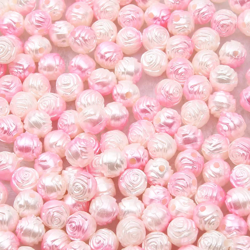 Pink Pearls Balls Round 8mm 50pcs Acrylic Beads DIY Key Chain Accessories