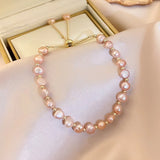 Pink Ivory Pearl Bracelet Adjustable Baroque Bead Bracelet Girls Jewelry
