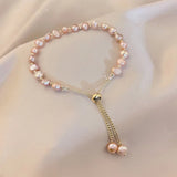 Pink Ivory Pearl Bracelet Adjustable Baroque Bead Bracelet Girls Jewelry