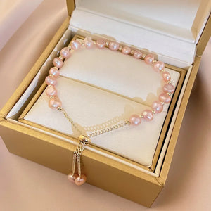 Pink Ivory Pearl Bracelet Adjustable Baroque Bead Bracelet Girls Jewelry
