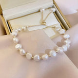 Pink Ivory Pearl Bracelet Adjustable Baroque Bead Bracelet Girls Jewelry