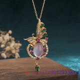 Pink Jade Butterfly Pendant Choker Necklace 925 Silver Gemstone