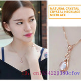 Pink Jade Pendant Necklace Natural Chalcedony 925 Silver Women Jewelry
