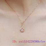 Pink Jade Pendant Necklace Natural Chalcedony 925 Silver Women Jewelry