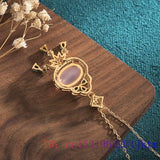 Pink Jade Pendant Necklace Natural Chalcedony Gemstone 925 Silver Jewelry