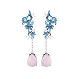 Pink Jade Water Drop Earrings Chalcedony Tassel Earring