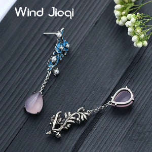 Pink Jade Water Drop Earrings Chalcedony Tassel Earring