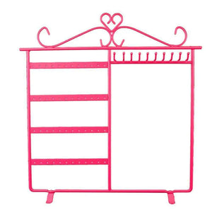 Pink Jewelry Holder Necklace Hanger Earrings Metal Showcase Bracelet Organizer