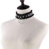 Pink Leather Choker Necklace Lace Collar Gothic Jewelry