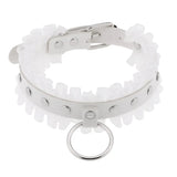 Pink Leather Choker Necklace Lace Collar Gothic Jewelry