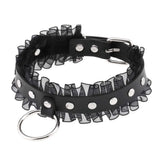 Pink Leather Choker Necklace Lace Collar Gothic Jewelry