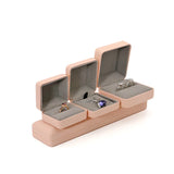 Pink Leather Jewelry Organizer Ring Box Necklace Storage Case Display