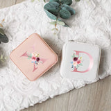 Pink Letter Jewelry Box PU Leather Organizer Necklace Ring Earrings Display