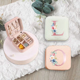 Pink Letter Jewelry Box PU Leather Organizer Necklace Ring Earrings Display
