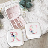 Pink Letter Jewelry Box PU Leather Organizer Necklace Ring Earrings Display