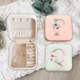 Pink Letter Jewelry Box PU Leather Organizer Necklace Ring Earrings Display