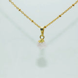 Pink Gemstone Square Pendant Small Pyramid Rose Crystal Quartz Necklace