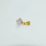 Pink Gemstone Square Pendant Small Pyramid Rose Crystal Quartz Necklace