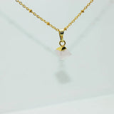 Pink Gemstone Square Pendant Small Pyramid Rose Crystal Quartz Necklace