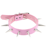 Pink Spike Choker Punk Collar Rivets Studded Necklace