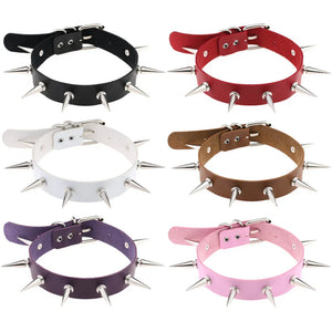 Pink Spike Choker Punk Collar Rivets Studded Necklace