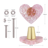 Pink Love Heart Resin Gravel Drawer Cabinet Pulls Knobs Brass Handle