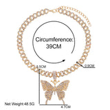Crystal Butterfly Cuba Choker Necklace Bling Multicolor Rhinestone