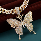 Crystal Butterfly Cuba Choker Necklace Bling Multicolor Rhinestone