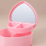 Pink Heart Shape Make Up Box with Mirror for Girls