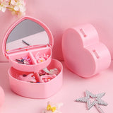 Pink Heart Shape Make Up Box with Mirror for Girls