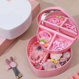 Pink Heart Shape Make Up Box with Mirror for Girls