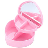Pink Heart Shape Make Up Box with Mirror for Girls