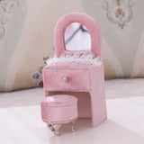Pink Velvet Dresser Shape Jewelry Box Organizer Holder Rings Container