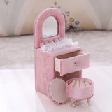 Pink Velvet Dresser Shape Jewelry Box Organizer Holder Rings Container