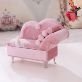 Pink Mini Velvet Sofa Jewelry Storage Organizer
