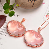 Pink Crystal Pendant Wishful Lock Necklace Lucky Marriage Jewelry