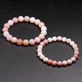 Pink Natural Opal Bracelets Women Lady Stretch Gemstone Bead Bracelet