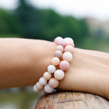 Pink Natural Opal Bracelets Women Lady Stretch Gemstone Bead Bracelet