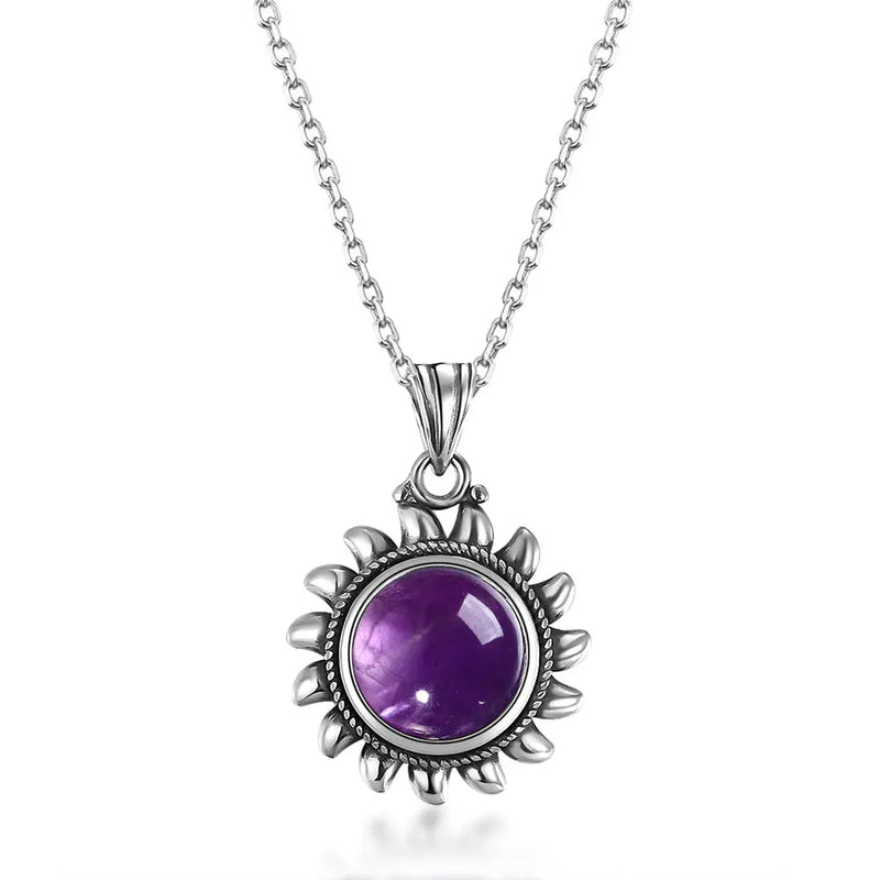 Rose Quartz Sun Necklace S925 Sterling Silver Tiger Eye Pendant
