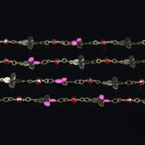 Pink Oil Drip Crystal Glass Rosary Chain Necklace