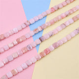 Pink Opal Faceted Square Cube Beads 6.5mm Strand