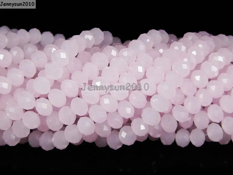 Pink Opal Czech Crystal 2x3mm Faceted Rondelle Spacer Beads 10 Strands