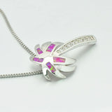 Fire Opal Stone Palm Tree Pendant in Sterling Silver