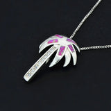 Fire Opal Stone Palm Tree Pendant in Sterling Silver