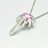 Fire Opal Stone Palm Tree Pendant in Sterling Silver