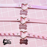 Pink Peach Heart Dog Bone DADDY&PUPPY Choker Necklace